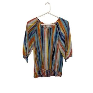 New York Laundry Blue Brown Relaxed Blouse